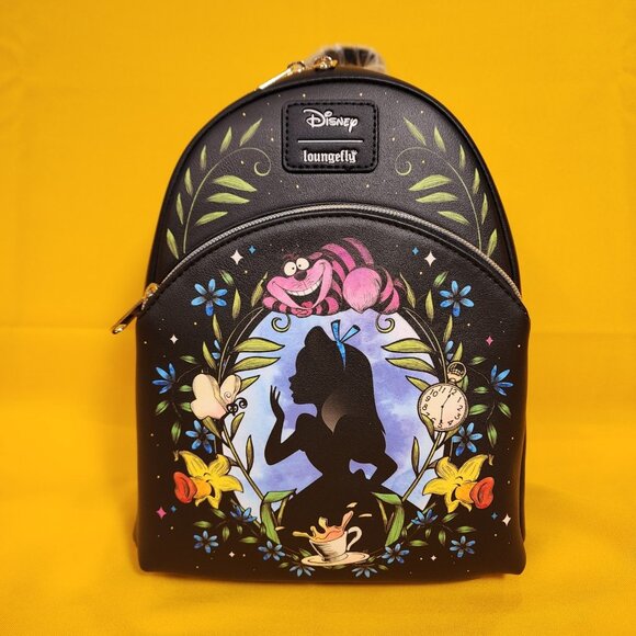 Loungefly Disney Alice In Wonderland Cameo Mini Backpack Glow In Dark Black NEW - Picture 12 of 12
